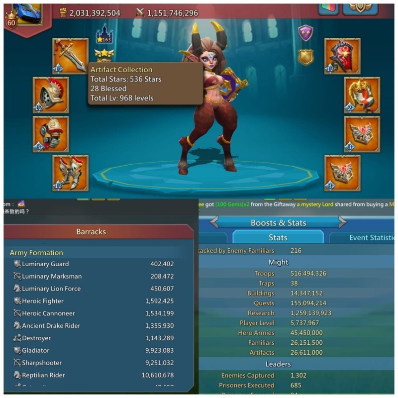 10mythic champ  / 3 lvl 12*1 lvl 11